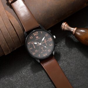 5pcs Men’s Fashion Quartz Watch and Bracelet Set