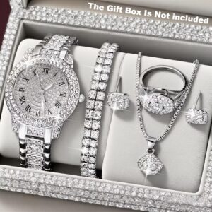 6pcs Luxury Versatile Women’s Quartz Watch + Elegant Jewelry Set