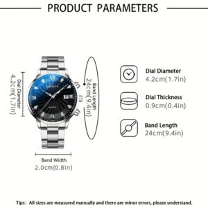 3pcs Men’s Watch Set, Quartz Wristwatch Ideal Gift for Men