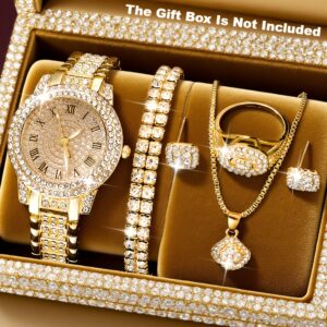 6pcs Luxury Versatile Women’s Quartz Watch + Elegant Jewelry Set
